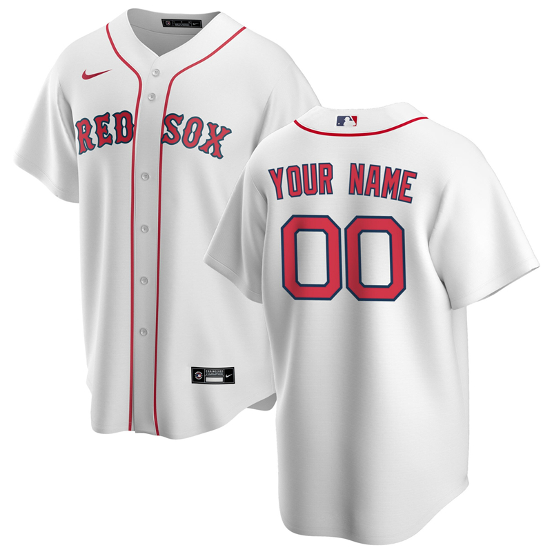 2020 MLB Men Boston Red Sox Nike White Home 2020 Replica Custom Jersey 1